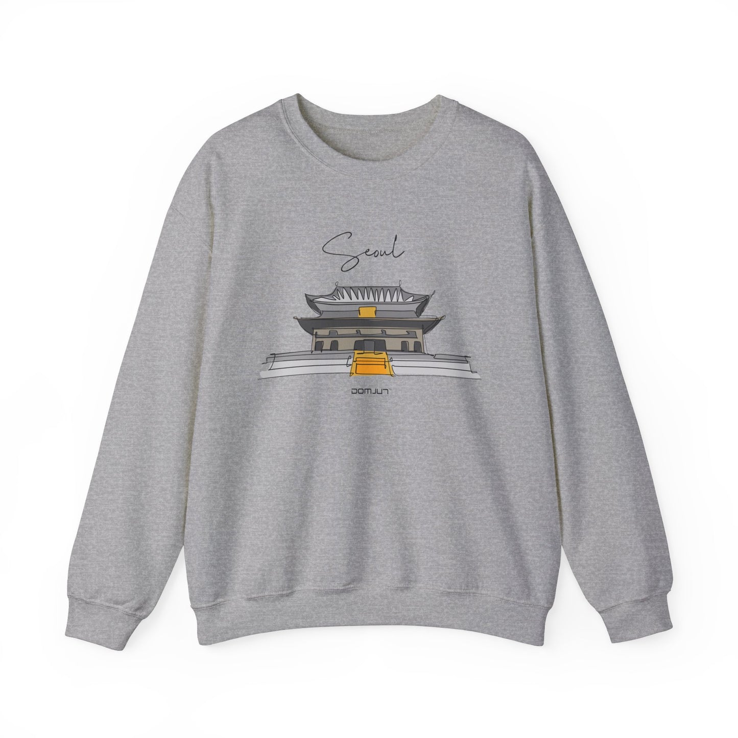 Seoul Serenity: Retro Palace & Temple Sweatshirt - Perfect Gift for K-Drama & K-Pop Lovers, Embracing Hangul Trend