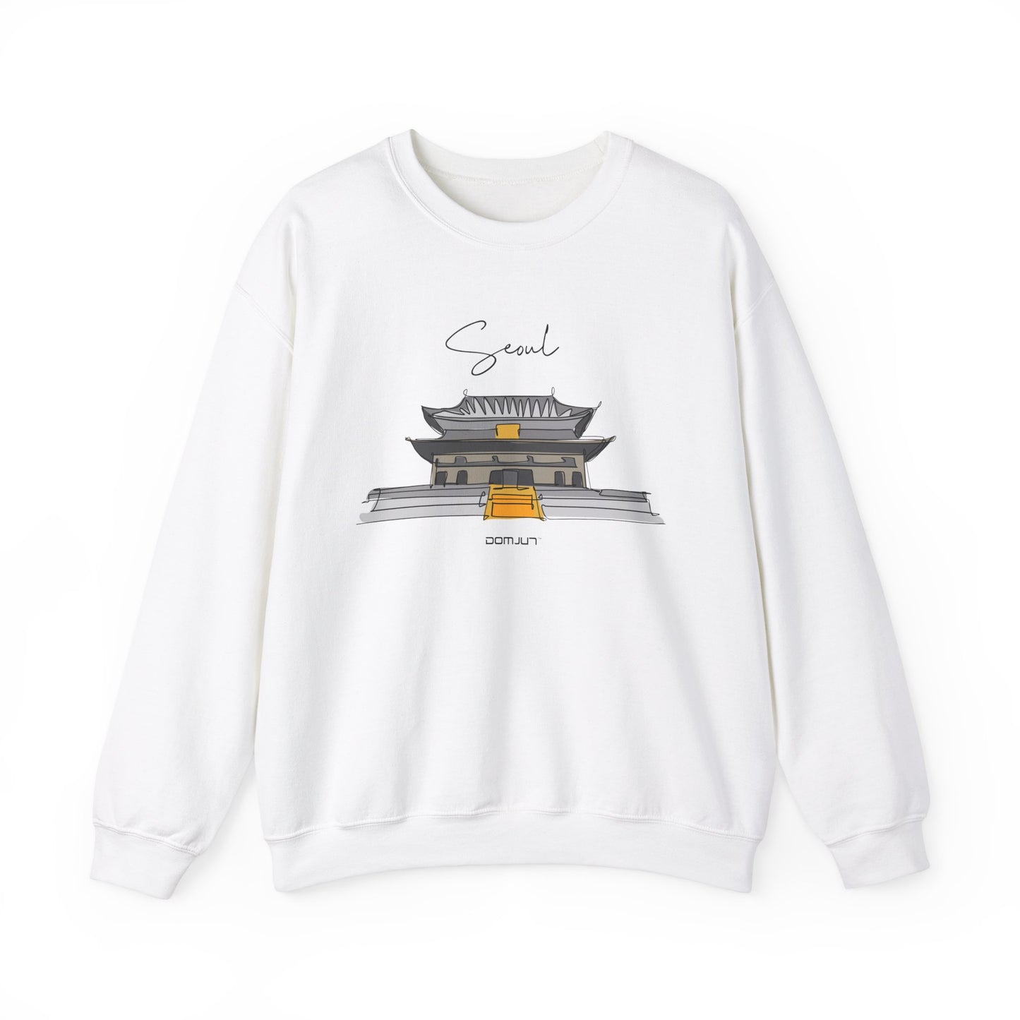 Seoul Serenity: Retro Palace & Temple Sweatshirt - Perfect Gift for K-Drama & K-Pop Lovers, Embracing Hangul Trend