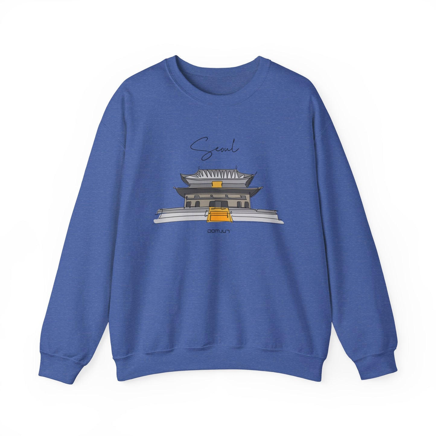 Seoul Serenity: Retro Palace & Temple Sweatshirt - Perfect Gift for K-Drama & K-Pop Lovers, Embracing Hangul Trend
