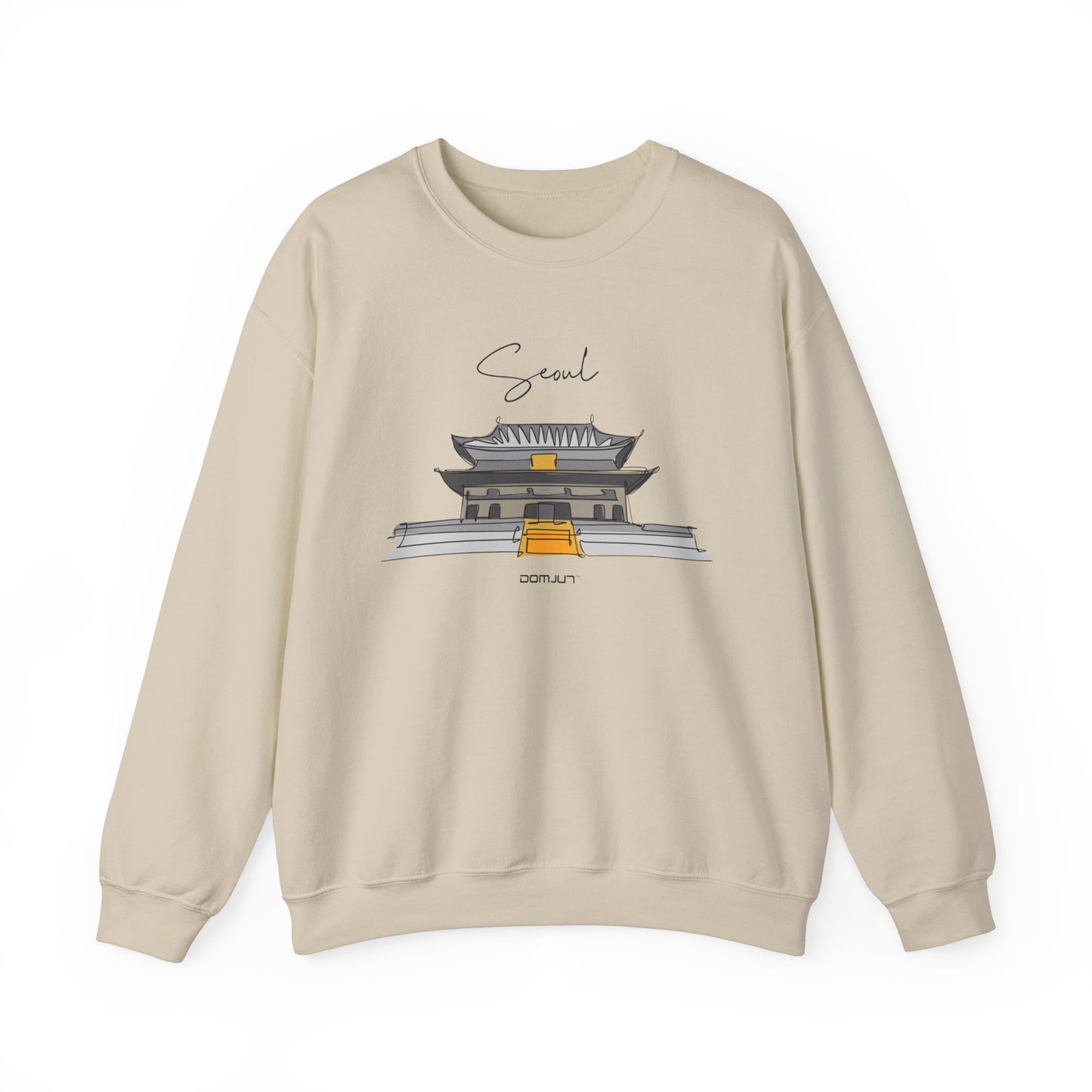 Seoul Serenity: Retro Palace & Temple Sweatshirt - Perfect Gift for K-Drama & K-Pop Lovers, Embracing Hangul Trend