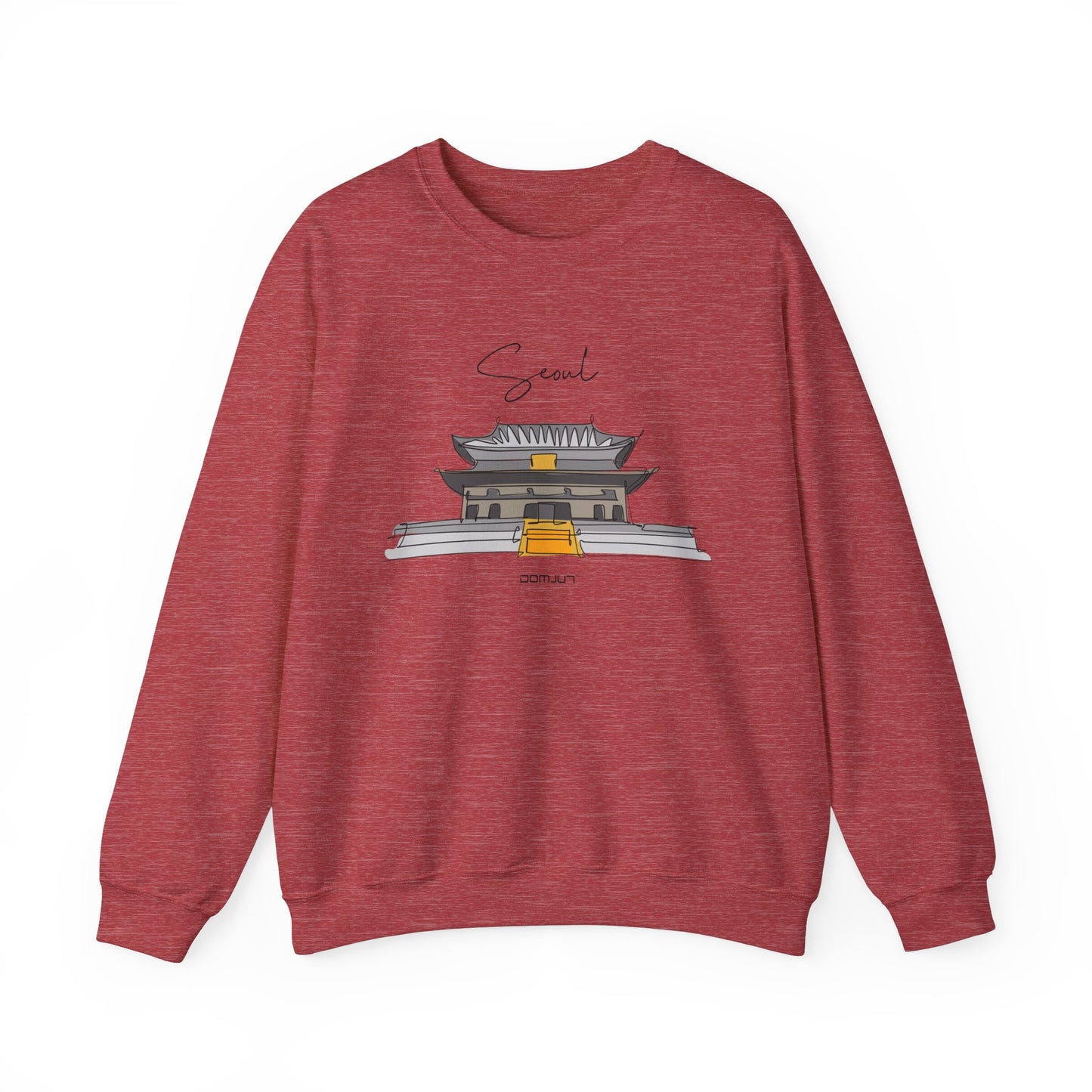 Seoul Serenity: Retro Palace & Temple Sweatshirt - Perfect Gift for K-Drama & K-Pop Lovers, Embracing Hangul Trend