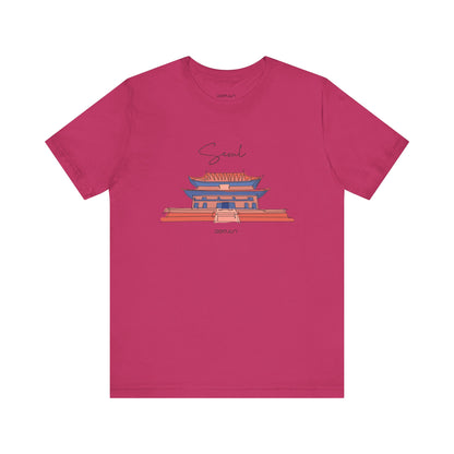 Seoul Serenity: Retro Palace & Temple Tee - Perfect Gift for K-Drama & K-Pop Lovers, Embracing Hangul Trend