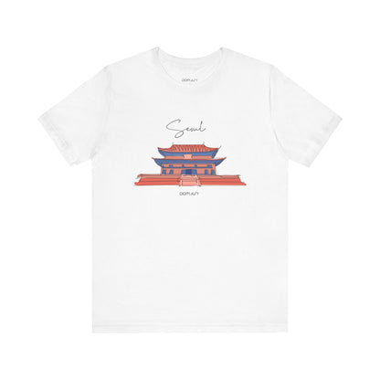 Seoul Serenity: Retro Palace & Temple Tee - Perfect Gift for K-Drama & K-Pop Lovers, Embracing Hangul Trend
