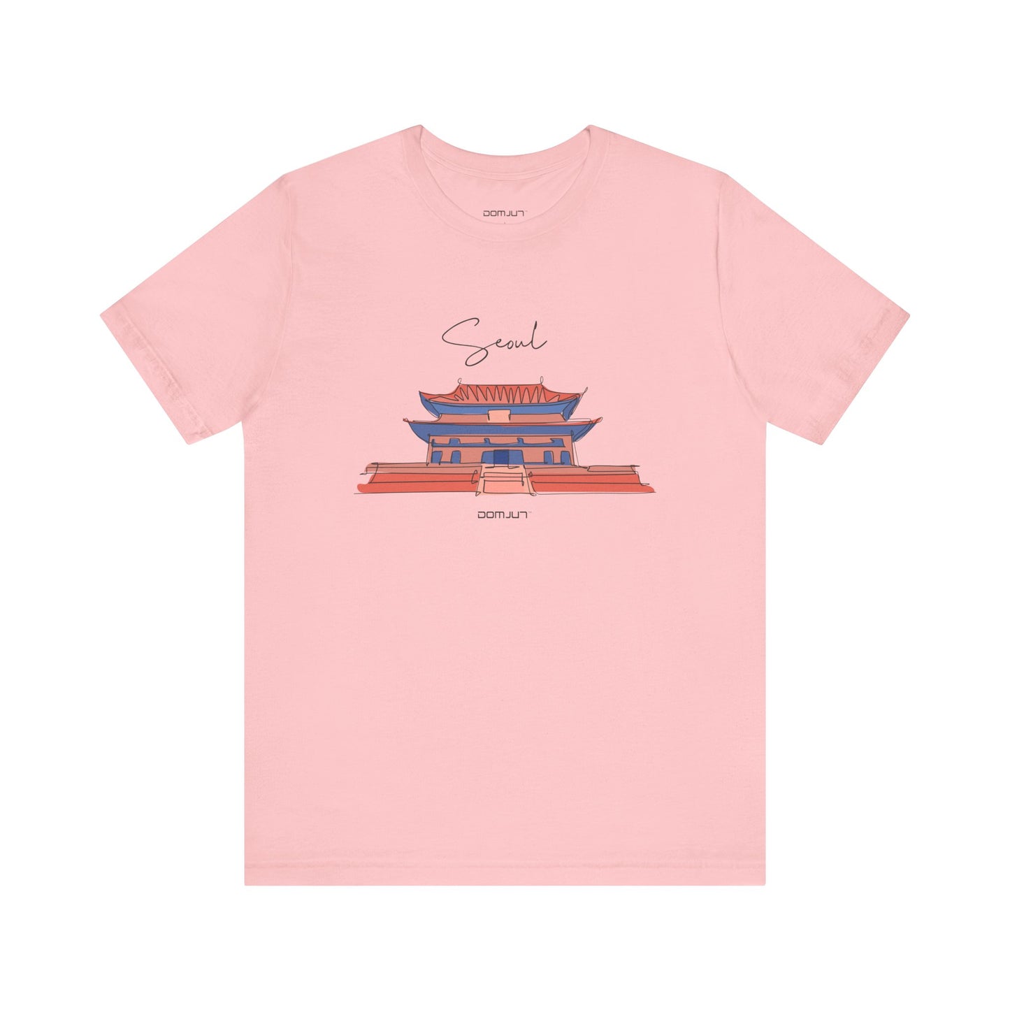 Seoul Serenity: Retro Palace & Temple Tee - Perfect Gift for K-Drama & K-Pop Lovers, Embracing Hangul Trend