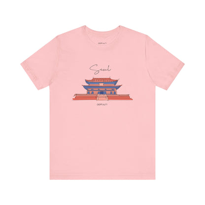 Seoul Serenity: Retro Palace & Temple Tee - Perfect Gift for K-Drama & K-Pop Lovers, Embracing Hangul Trend