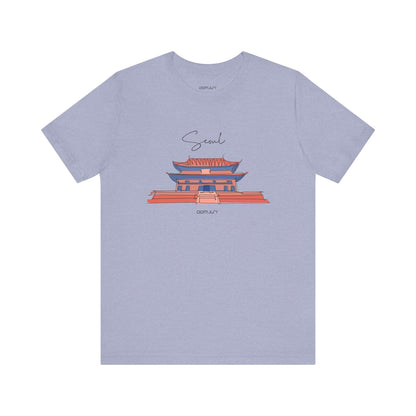Seoul Serenity: Retro Palace & Temple Tee - Perfect Gift for K-Drama & K-Pop Lovers, Embracing Hangul Trend